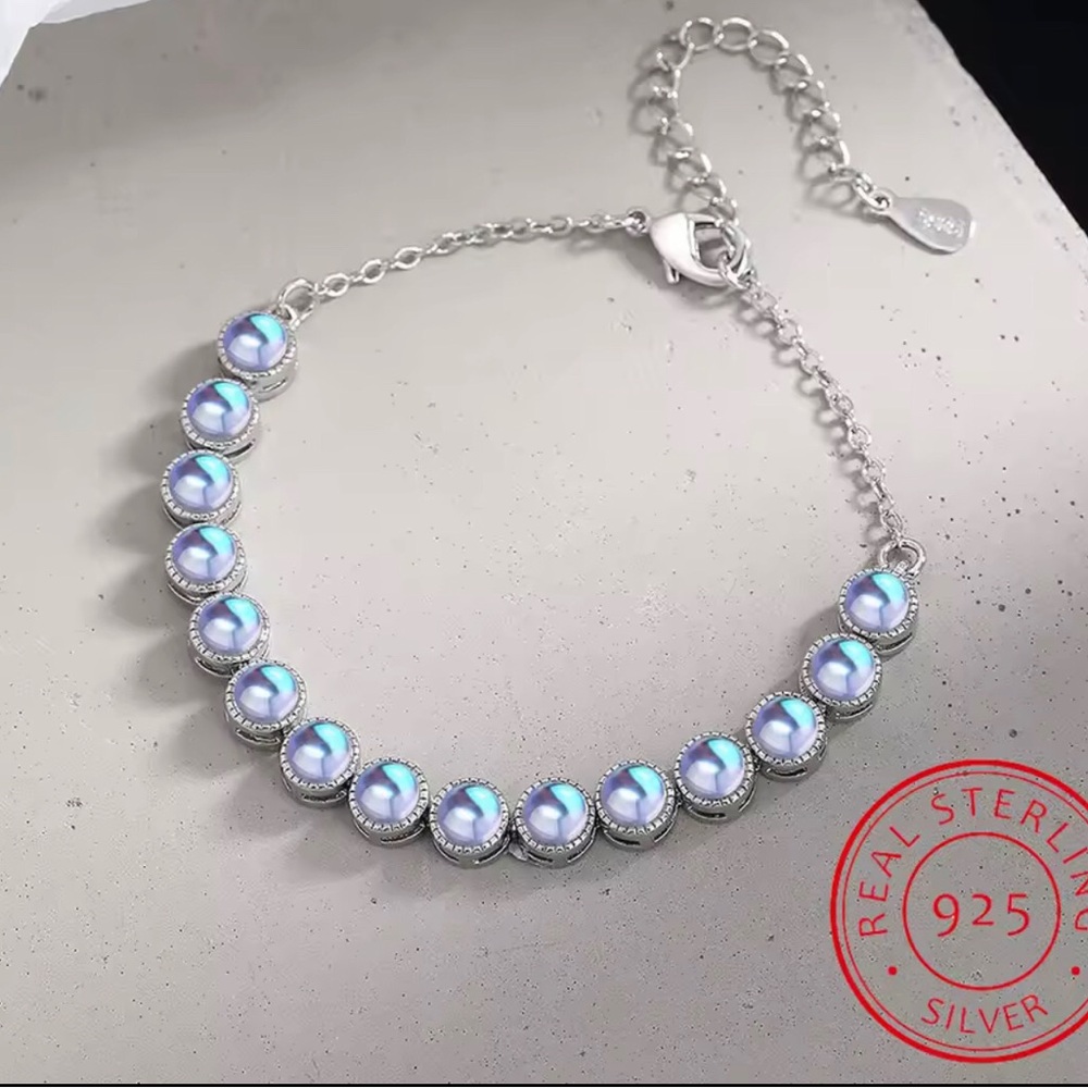 Sterling Silver Blue Moonstone Bracelet